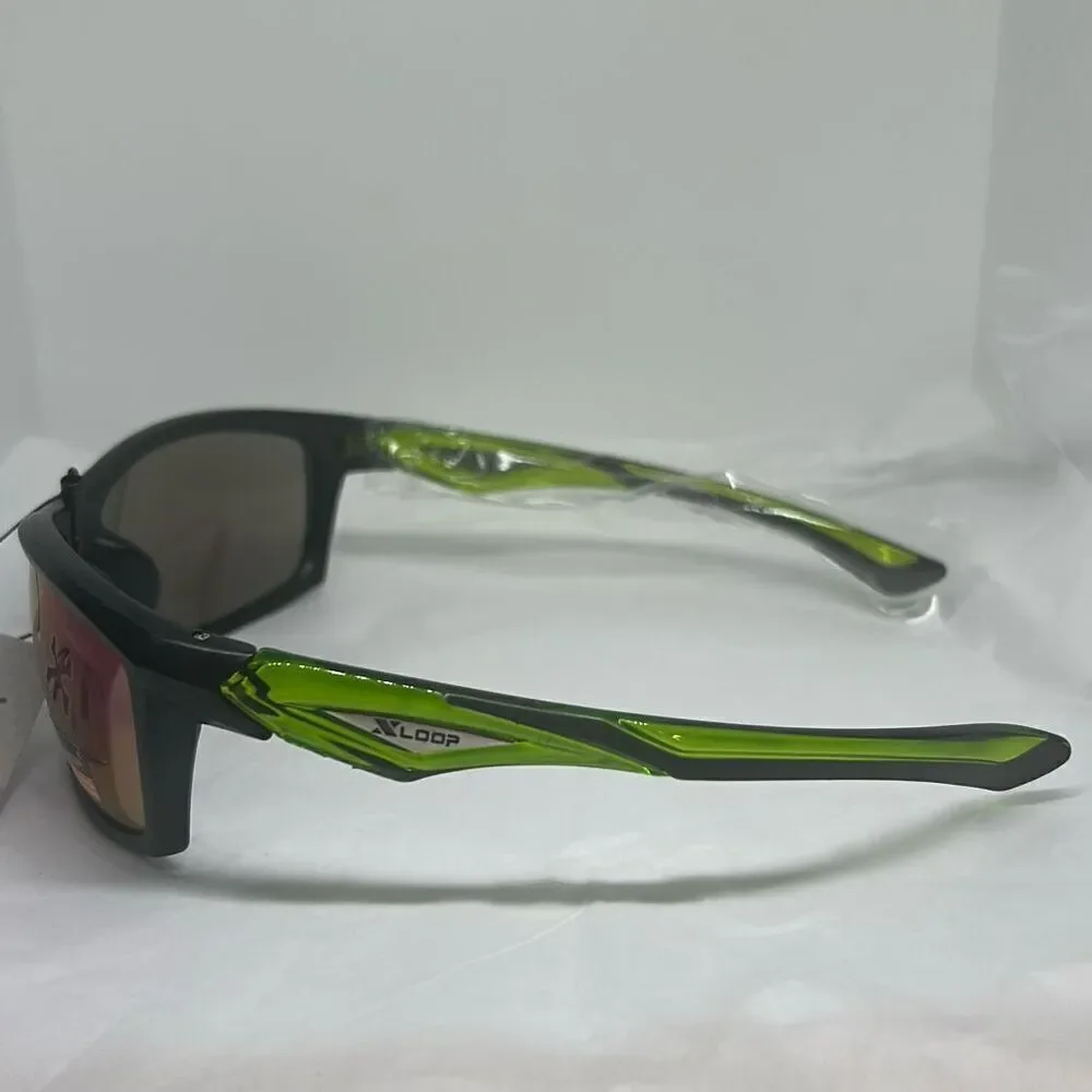 XLoop Sport Sunglasses – Mirrored Lens – Green/Black Frame – UV400 Protection